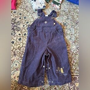 Disney Winnie The Pooh dark purple corduroy overalls 18 months